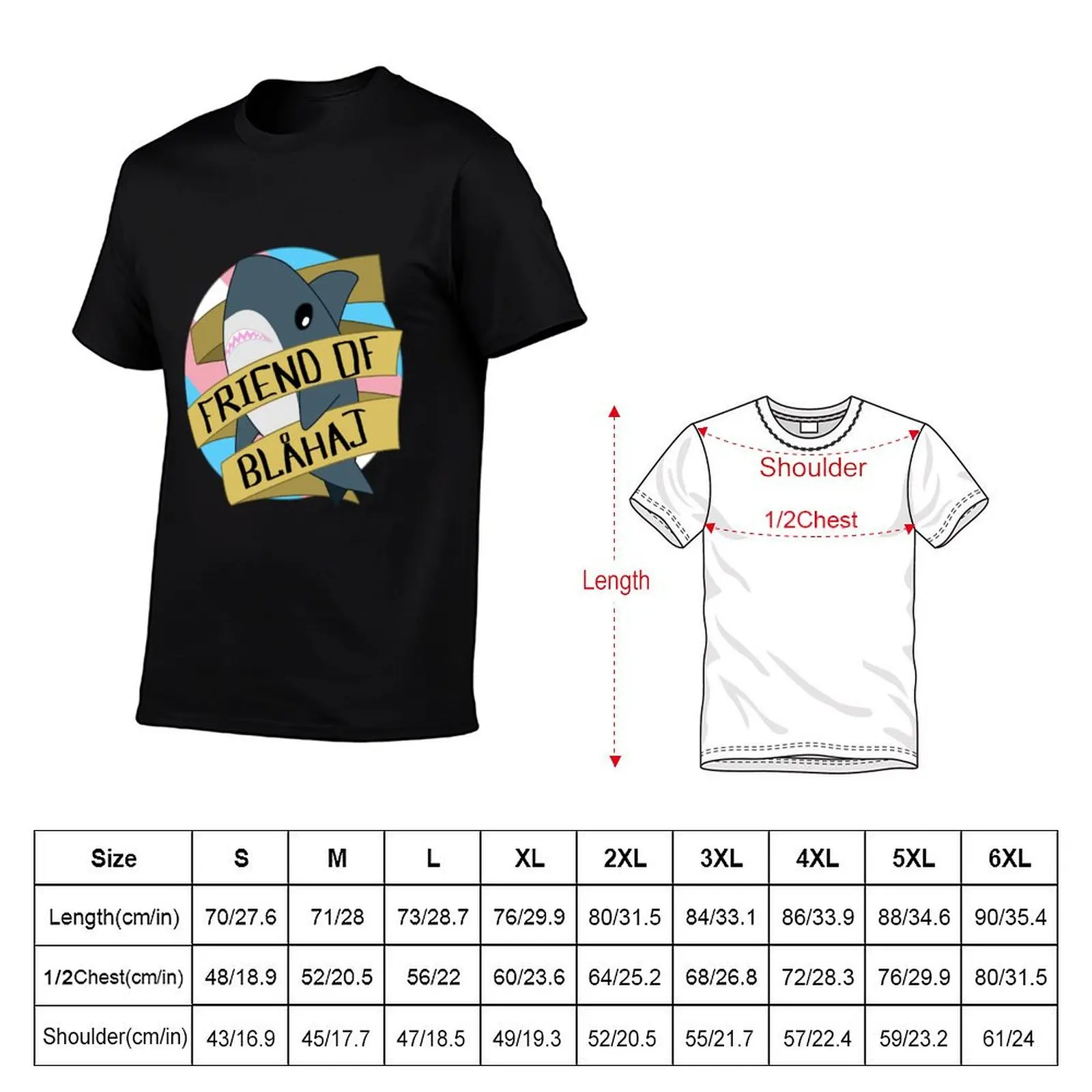 Friend of Blahaj - Trans Pride BG T-Shirt graphics quick-drying man clothes workout shirts for men