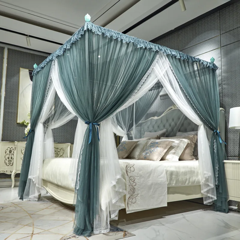 

Lace Double-Layer Gauze Palace Mosquito Net Encrypt Thicken Princess Floor Bed Curtain Summer European 3 Door Tent for Home Use