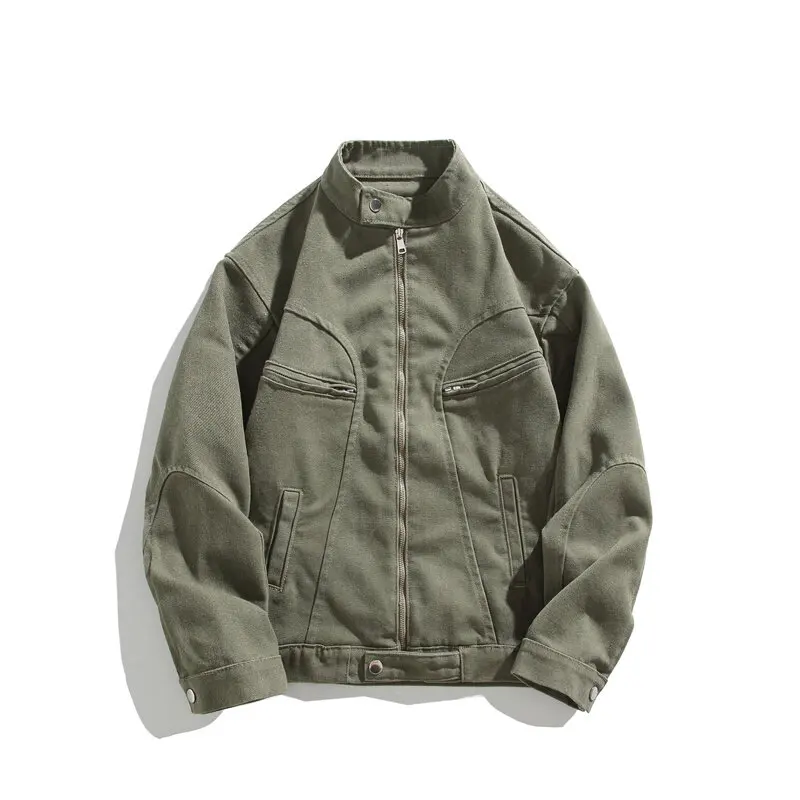 

Spring Autumn High Quality Denim Jackets Men Vintage Casual Loose Stand Collar Zipper Jean Outwear Coats Male Moto Biker Jacket
