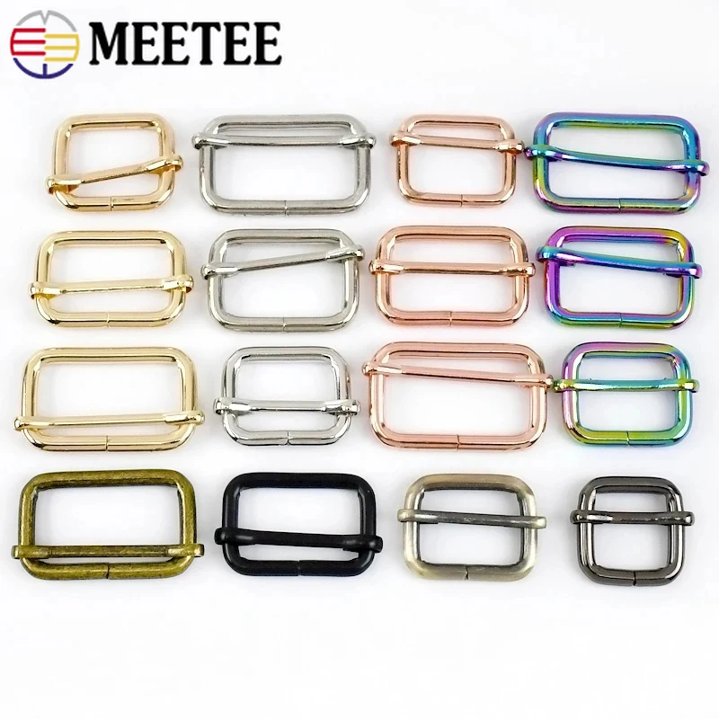 50Pcs 16-50mm Metal Tri Glide Buckles Belt Sliders Backpack Webbing Adjuster Clasp Dog Collar Hook Strap Rings DIY Accessories