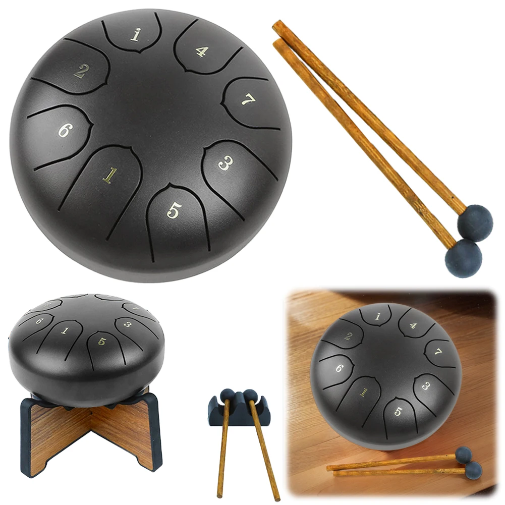 6 Inch 8 Notes Steel Tongue Drum with Music Book Drum Mallets and Carry Bag Hand Pan Drum Sound Healing Instruments Unique Gift