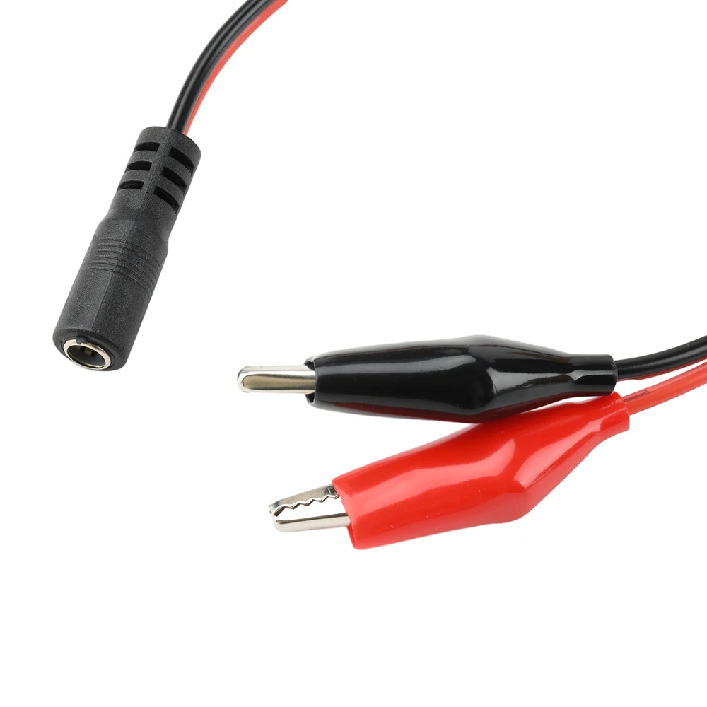 5.5X2.1MM DC Male/Female Jack Connector To 2 Alligator Clips Crocodile Wire 30cm Power Test lead Cable Adapter