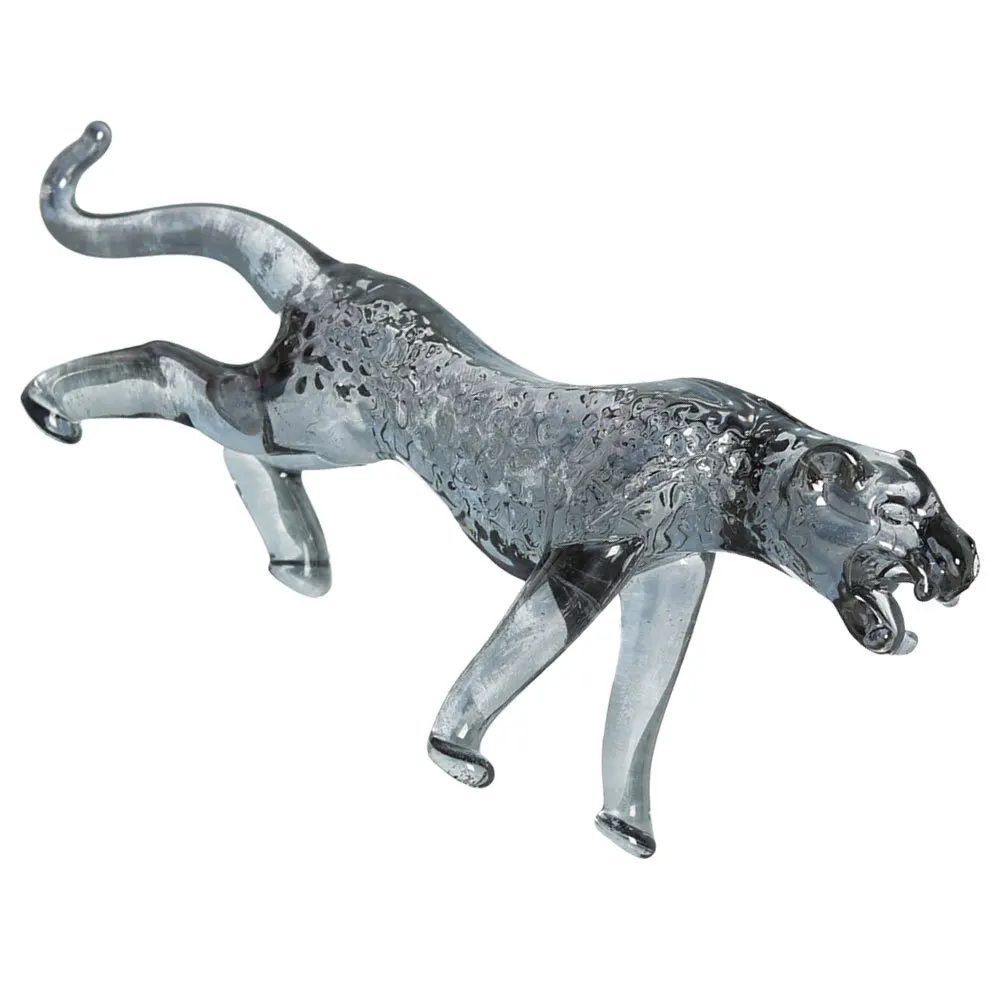

1pcs Clear Crystal Leopard Animal Ornament For Desktop Tea Table Garden Decor Home Office Lawn Yard Balcony Decoration