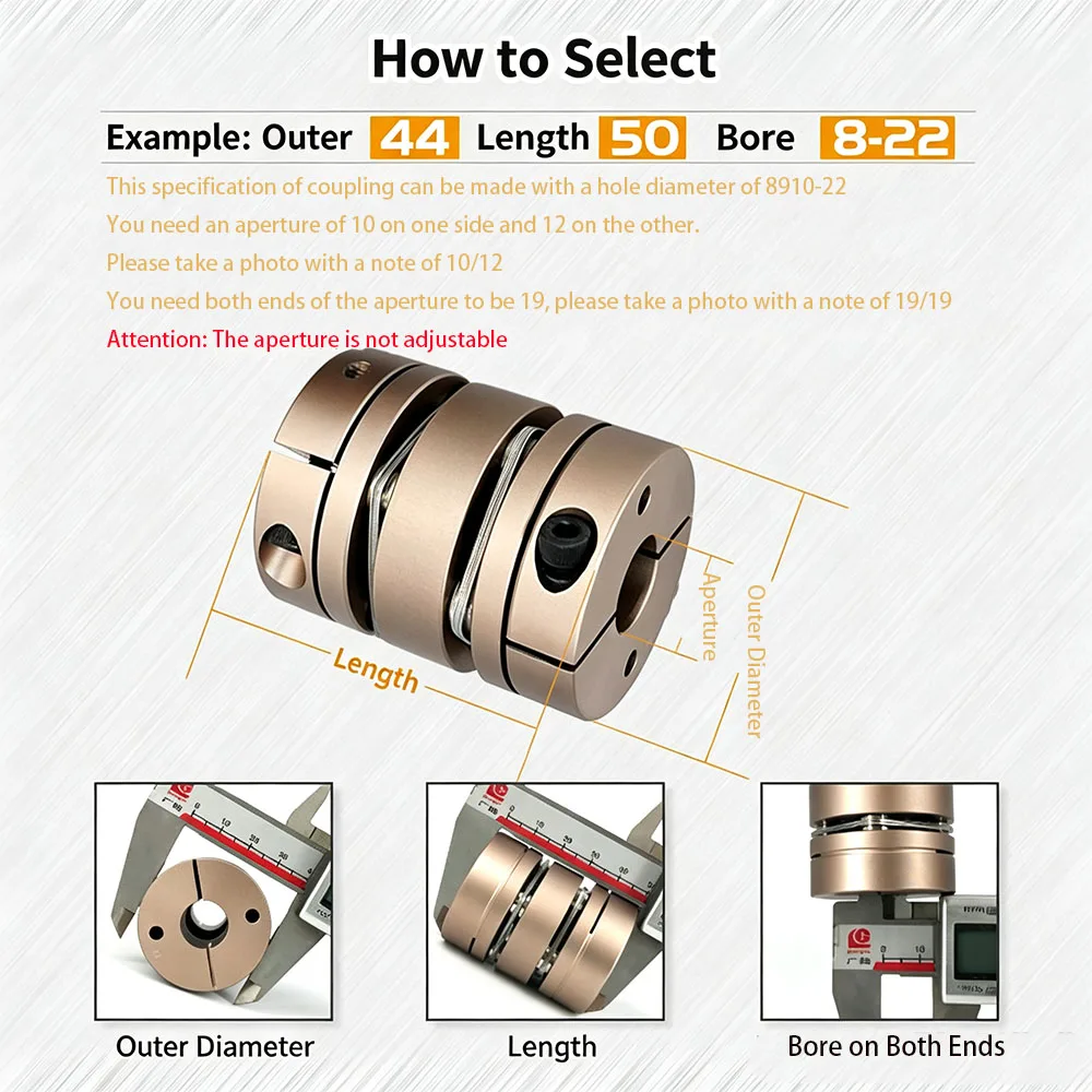 1Pcs Double Diaphragm Elastic Coupling OD 20mm-104mm 6061 Aluminum Alloy Servo Motor Encoder Elastic Transmission Coupling