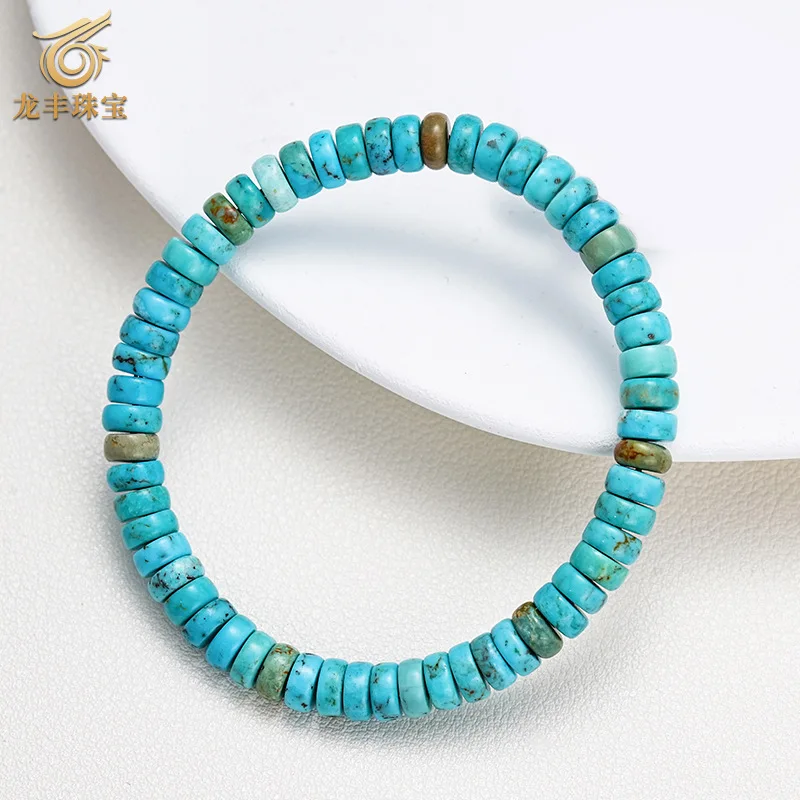 Natural Turquoise Abacus Beads Women's Geometric Bracelet