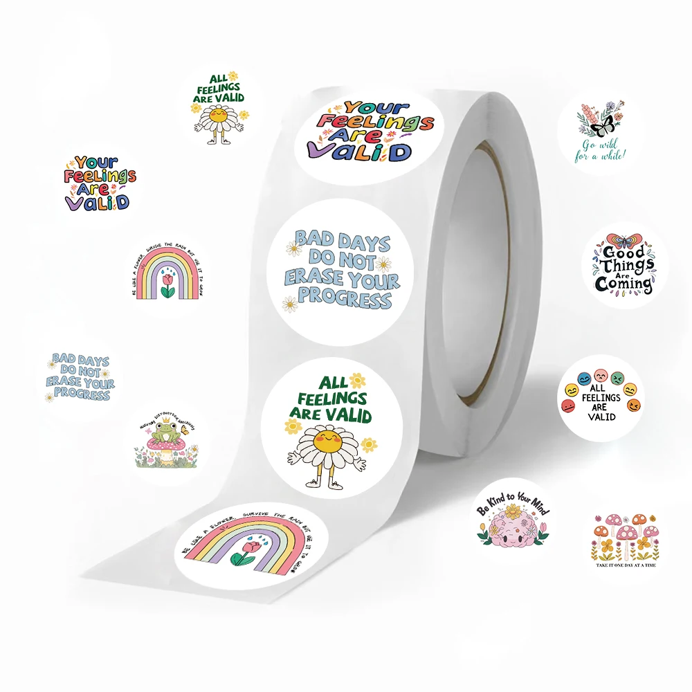 500PCS Mental Health Awareness Roll Stickers Laptop Notebook Phone Fridge Room Psychology Therapy Aesthetic DIY Roll Sticker