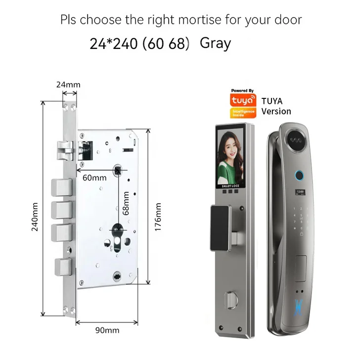Glomarket Fully Automatic Wifi Tuya App Face Recognition Biometric Fingerprint Smart Door Lock With Camera Digital Locks