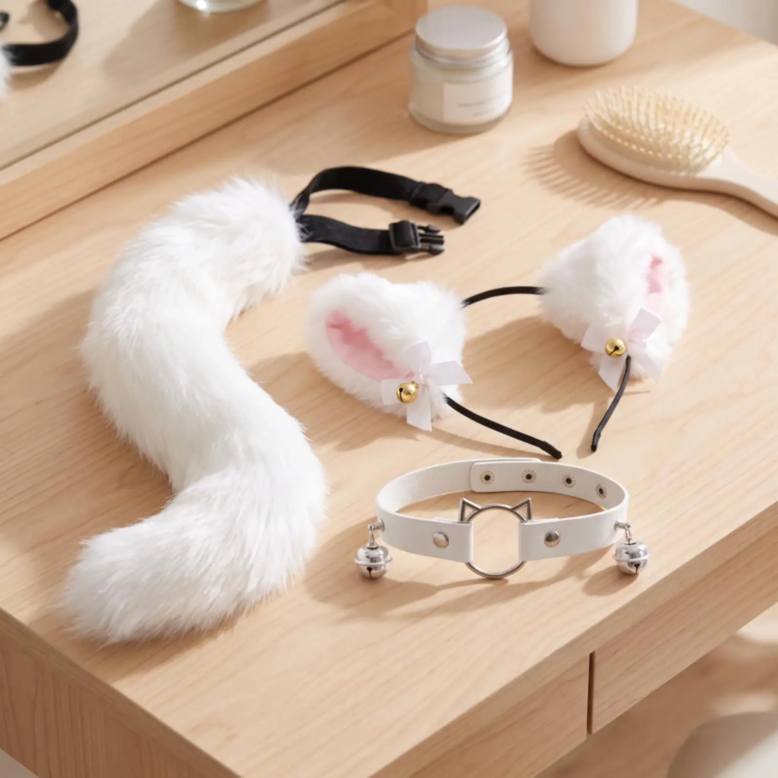 Faux Hair Tail with Adjustable Strap Shaggy Faux Hair Tail Furry Cosplay
