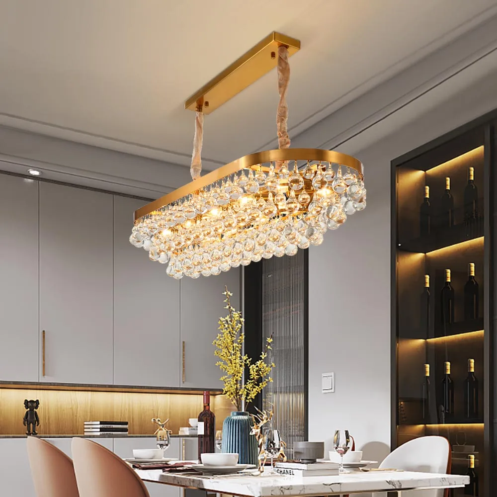 Luxury Crystal Chandelier For Dining Living Room Modern Water Droplet Design Lamp Led Creative