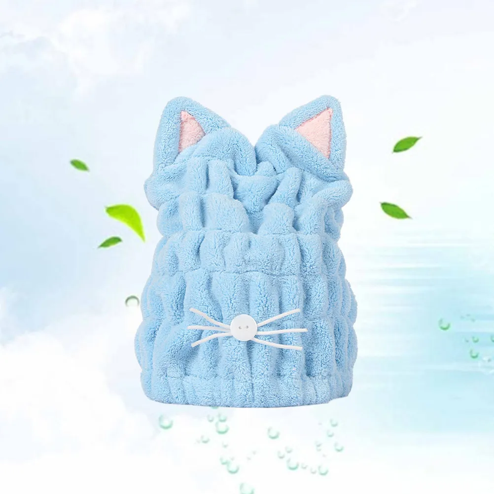 Cat Ear Hair Drying Towel Fast Absorbent Thick Coral Quick Dry Ultra Lightweight Bath Wrap For Travel Gym Facial Pink