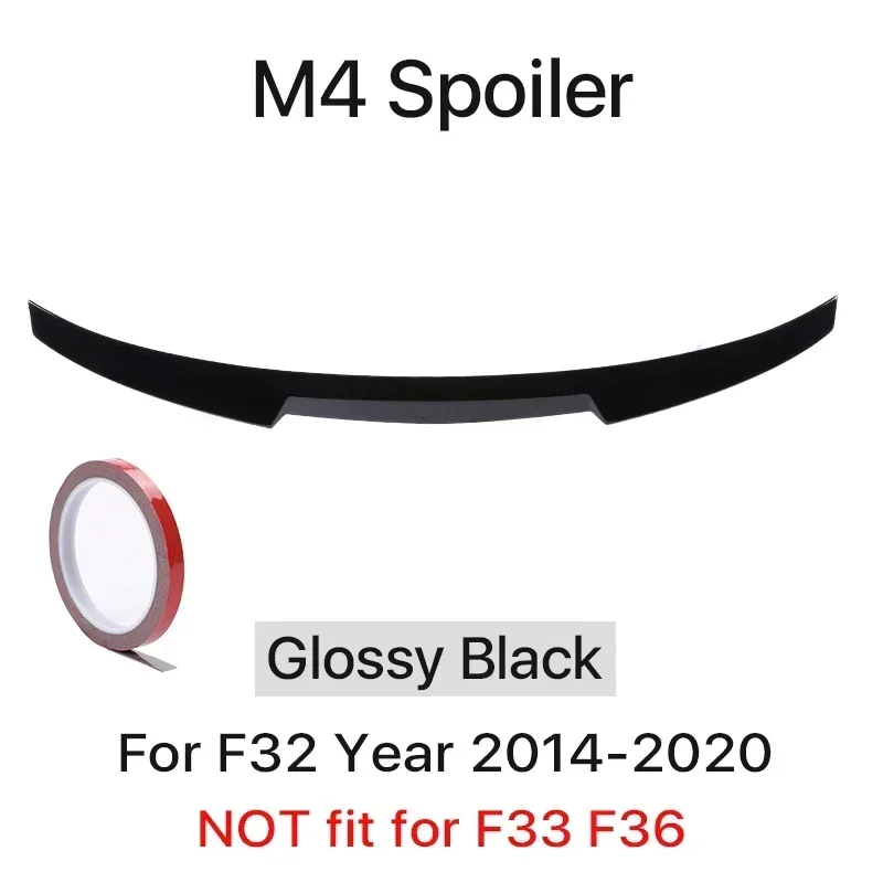 Kofferbak Spoiler Bumper Lip Voor BMW 4-serie F32 F33 F36 Koolstofvezel PSM M4 MP Stijl Vleugel Staart Kit 2014-2020 Glanzend Zwart - afbeelding 1