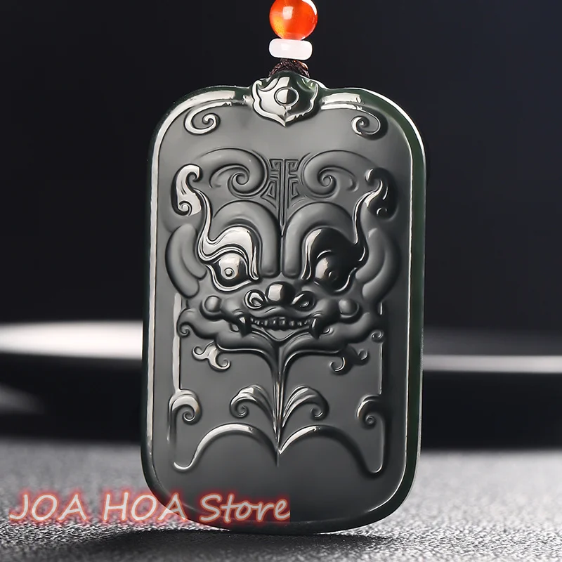 

Newest Natural Hetian Jade Exquisite Hand Carved Double-sided Production Delicate Totem FengShui Amulet Pendant Necklace Jewelry