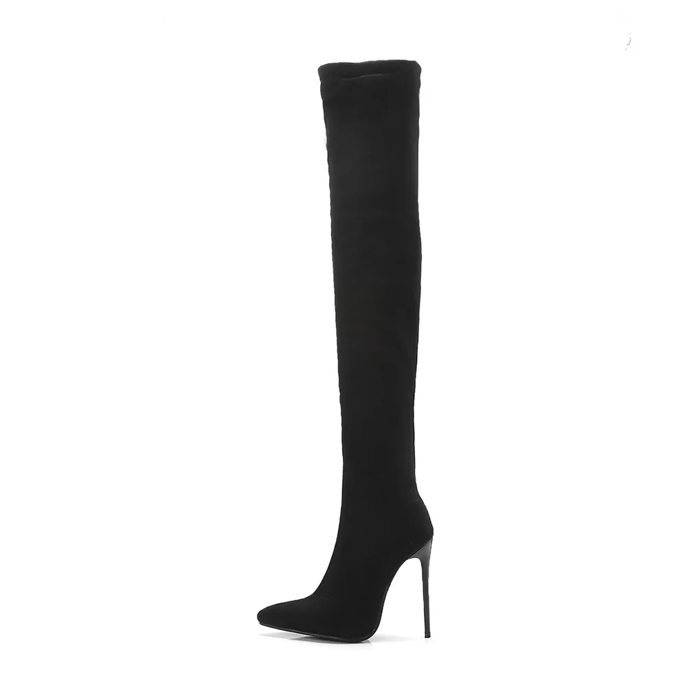 Brand New Fashion Winter Black Gray Women Thigh High Boots Stiletto Heels Lady Bridal Shoes S873 Plus Big Size 10 43 45 48