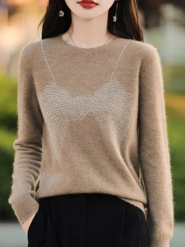 Faionable جولة Ne محبوك سترة Camere المرأة فضفاضة تناسب العلوي الخريف الشتاء الدفء انبعاث تريكو أعلى