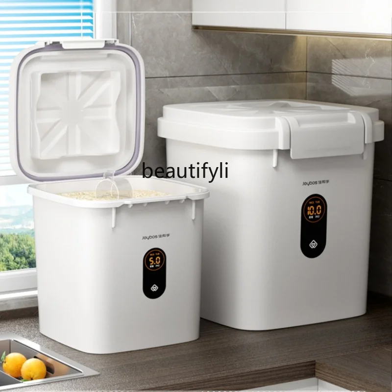 zq Rice Bucket Insect-Proof Moisture-Proof Sealed Household Food Rice Bin Flour Storage Tank Rice Pot Rice Storage Box