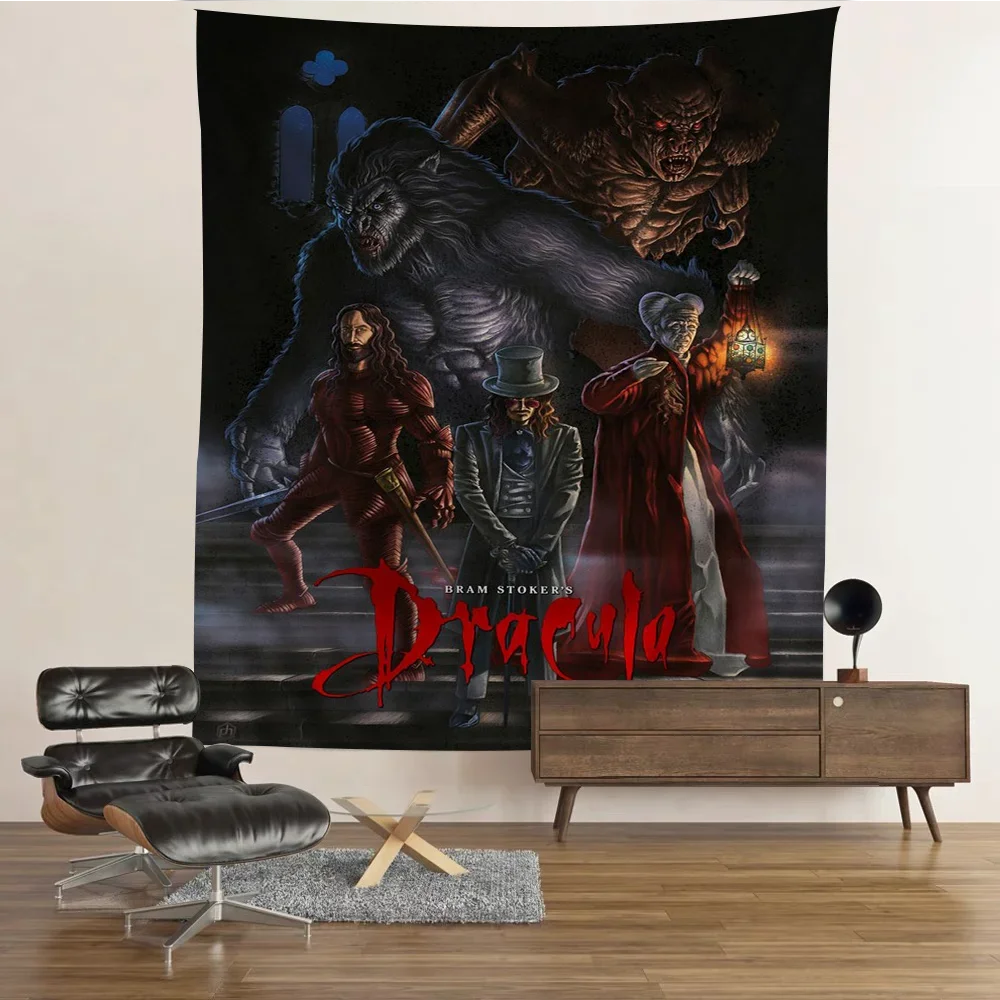 1pc Horror Vampire Dracula 1992 Anime Tapestry Hippie Flower Wall Carpets Dorm Decor Wall Hanging Home Decor