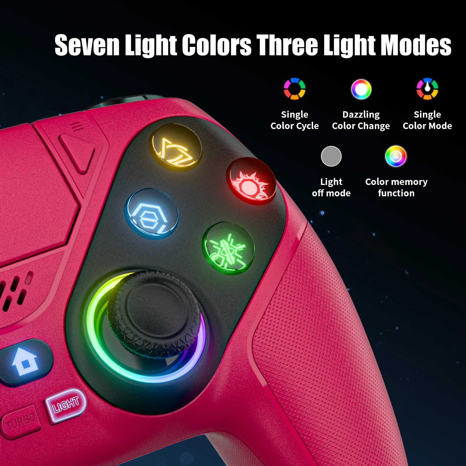 GAMROMBO Wireless Controller for PS5/Playstion 5 Pro/Slim/PC Console W/ RGB Dual Vibration Marco/Turbo Function 3.5mm Audio Jack