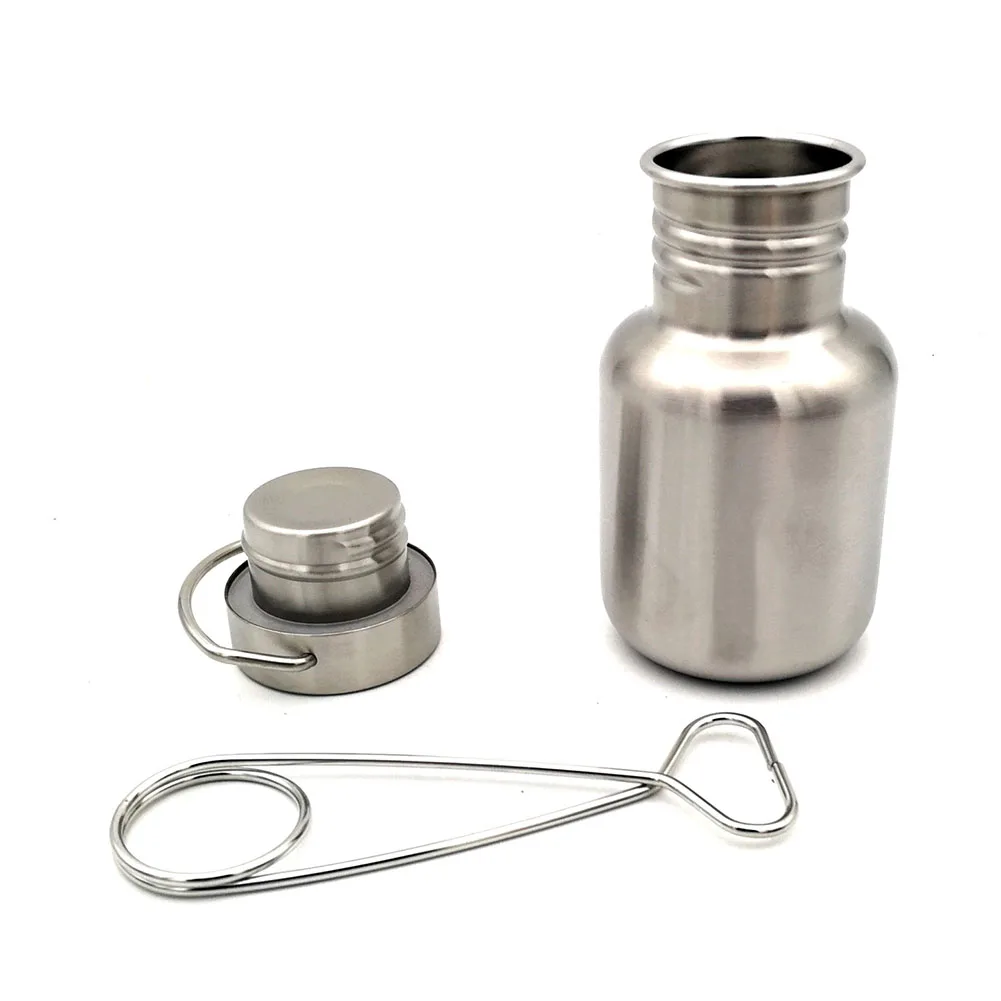 Brand New High Performance High Quality Water Bottle Cup Stainless Steel With Hanging Hook 1pc 60g Wild Survival