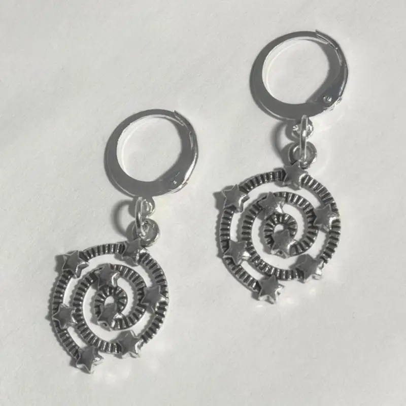 

A52E Bowknot/Thread Star Drop Earrings Jewelry Fashion Y2K Small Hoop Earrings