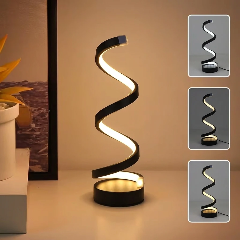 

Creative Spiral LED Table Lamp Adjustable in 3 Colors USB Power Dimmable Night Lamp Supply Suitable for Bedroom Study Rooms