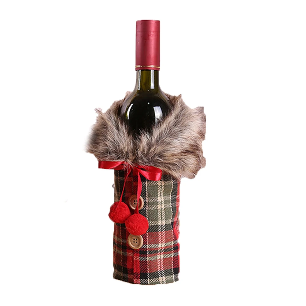 Festive Wine Bottle Decoration Holiday Wine Bottle Cover Cute Design Fine Workmanship Perfect For Home Table Decoration