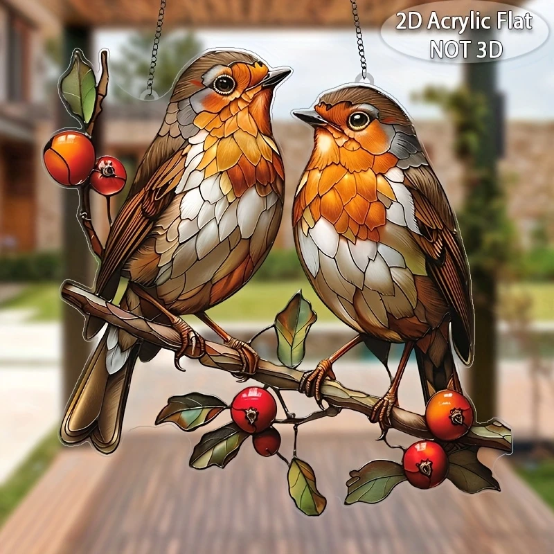 2D Hummingbird Design Colorful Flat Acrylic Light-Collecting Devices Hanging Decorative Porch Farmhouse Home Decor Items