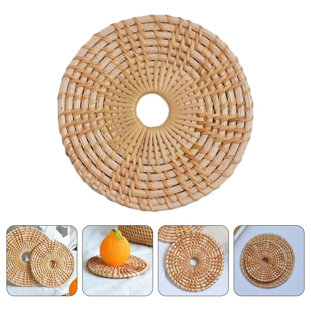 Rattan Woven Placemat Set Heat Insulation Coaster Mat Natural Material Non-Slip Table Protector for Dining Room Living Room