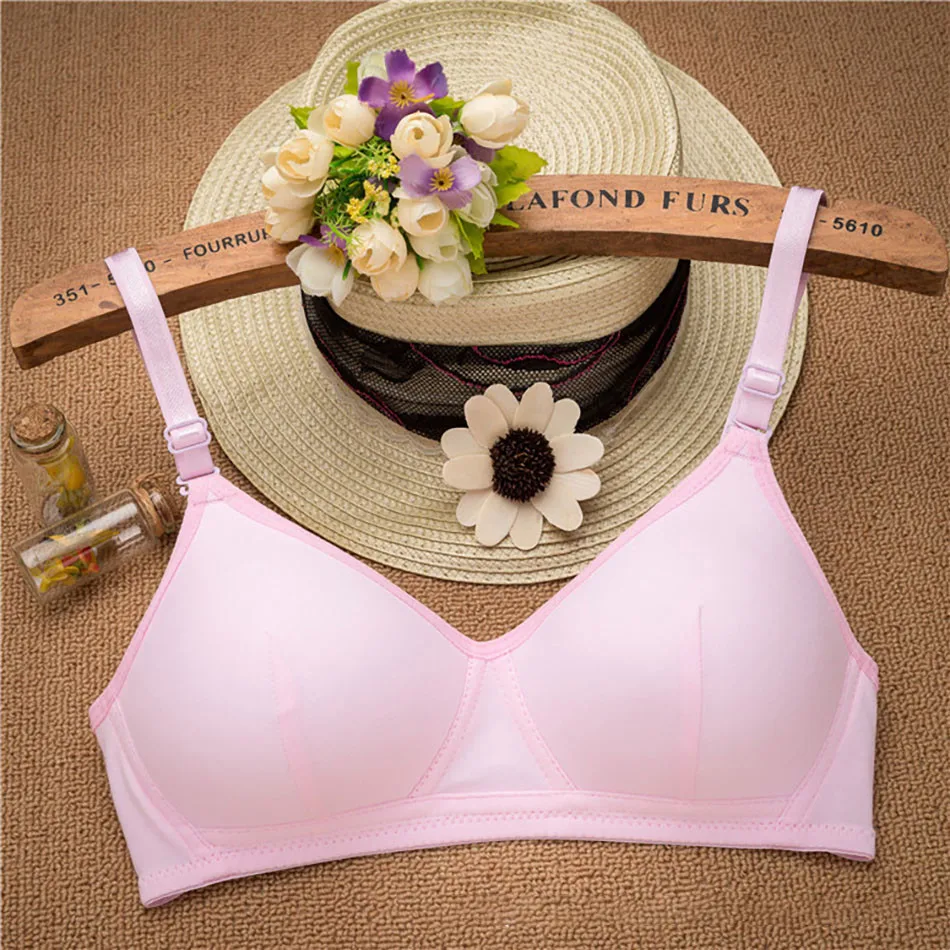 Summer Korean-Style Cotton Training Bra for Teens Soft Solid Color No Underwire Bralette School Girl Everyday Wear Trendy Fit