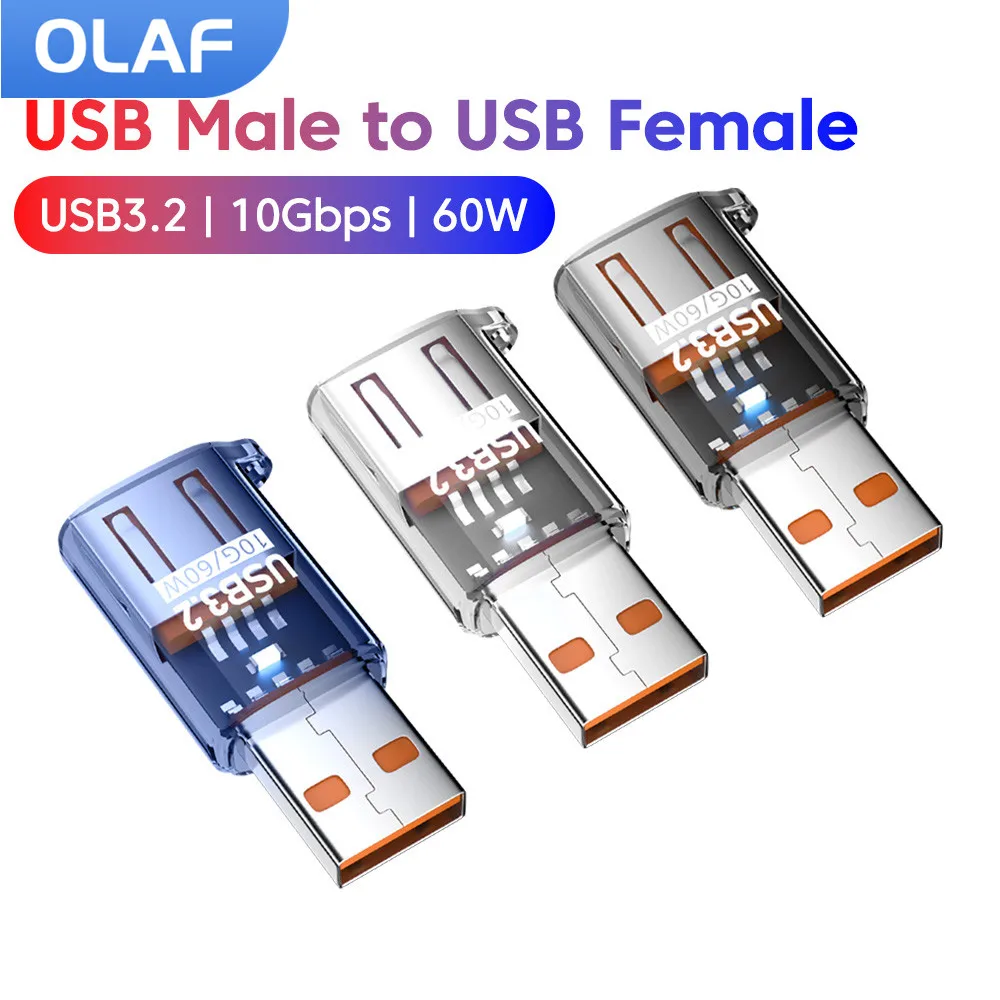 Olaf 60W USB A To USB A OTG Adapter USB 3.2 to USB A Fast Charging Connector For iPhone 18 17 15 16 Macbook iPad Huawei Xiaomi