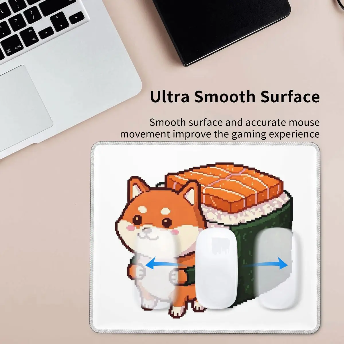 Pixel Shiba Inu Dog Sushi Adventure Mouse Pad Computer Keyboard Mouse Mat Gamer PC Desk Mat Office Accessories Table Mats