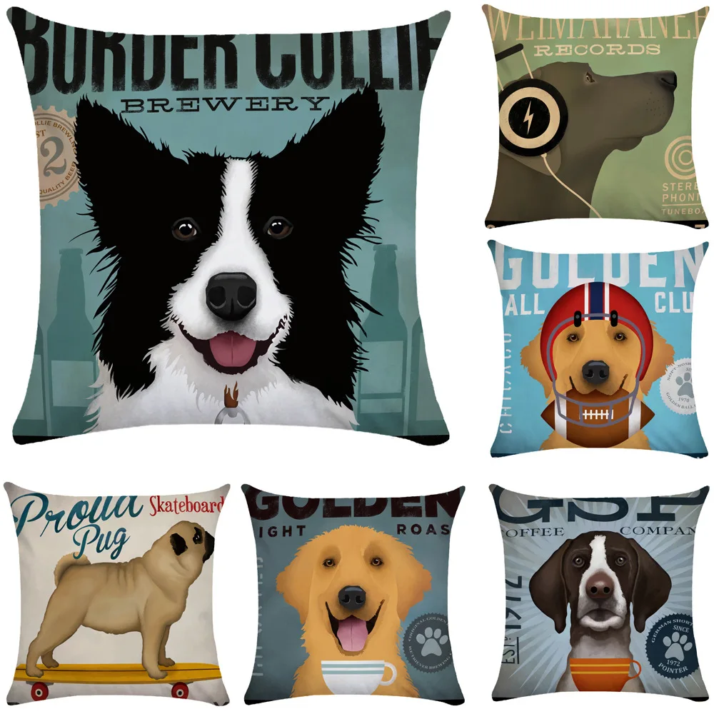 

Funny DOG Decorative Pillowcases Musical Puppy Dog Pillows Case Decor Home for Bed Sofa Bedroom Living Room Office Chair 45x45cm