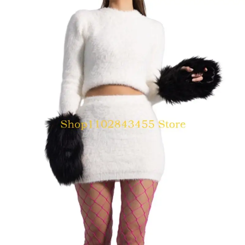 

49MC плюшевые удлиненные перчатки на запястье, зимние перчатки с половиной пальца для подростков, катание на лыжах, велоспорт