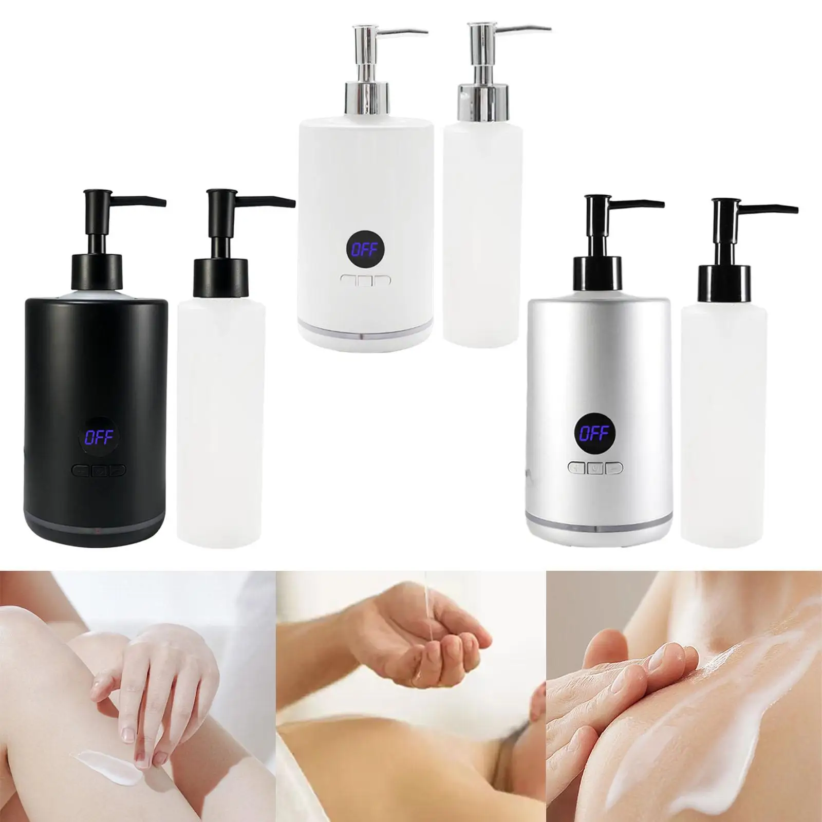 Single Bottle Massage Oil Heater Electric for Cream Lotion Portable LED Screen with Bottles Small Lotion Bottle Warmer Dispenser