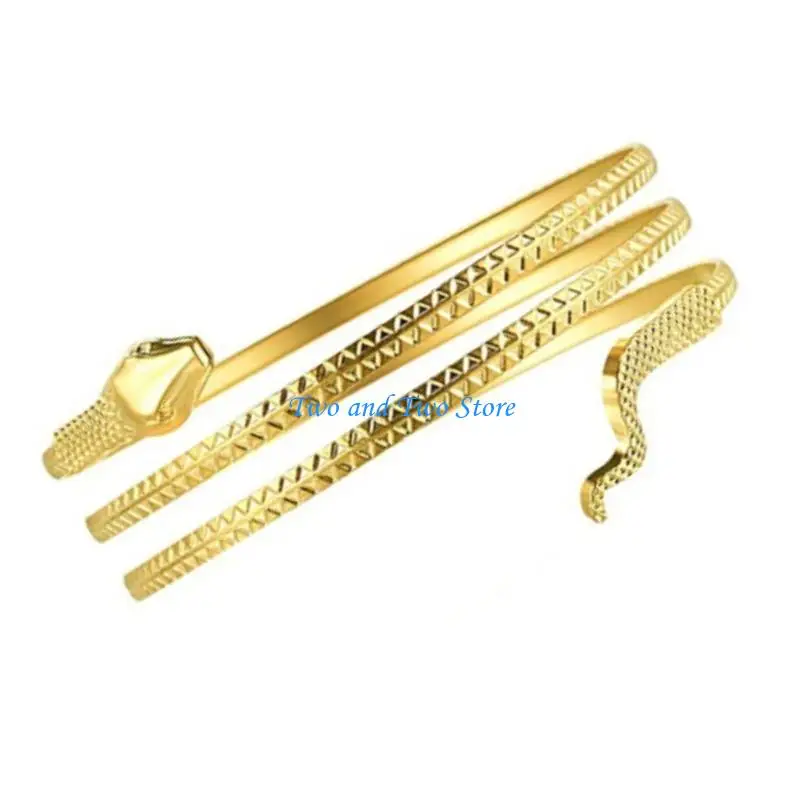 

HX6F Blingbling Snake Arm Bracelets Party Costume Open Bangle Delicate Coils