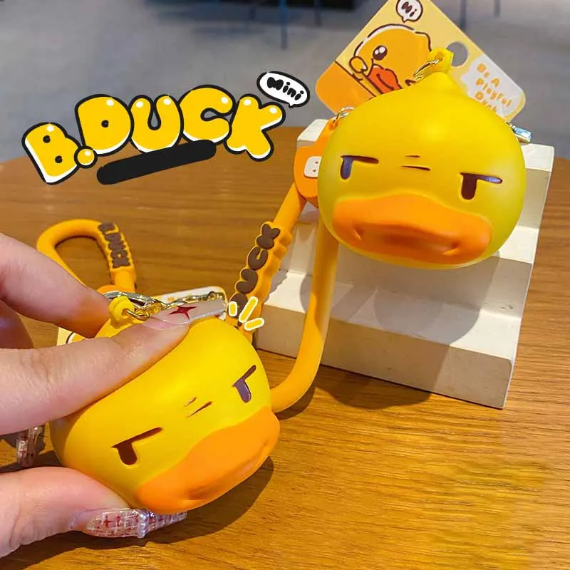 Cute Little Yellow Duck Soft PU Slow Rebound Toy Chaveiro Pingente, Brinquedos de descompressão, Fun Pinch Music Fidget Toy para crianças, Novos desenhos animados