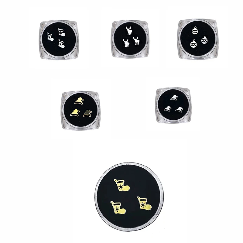 Christmas Tooth Silver Gold Alloy Dental Charms Santa Sock Snowflake Teeth Ornaments DIY Tooth Jewelry Decoration Holiday Party