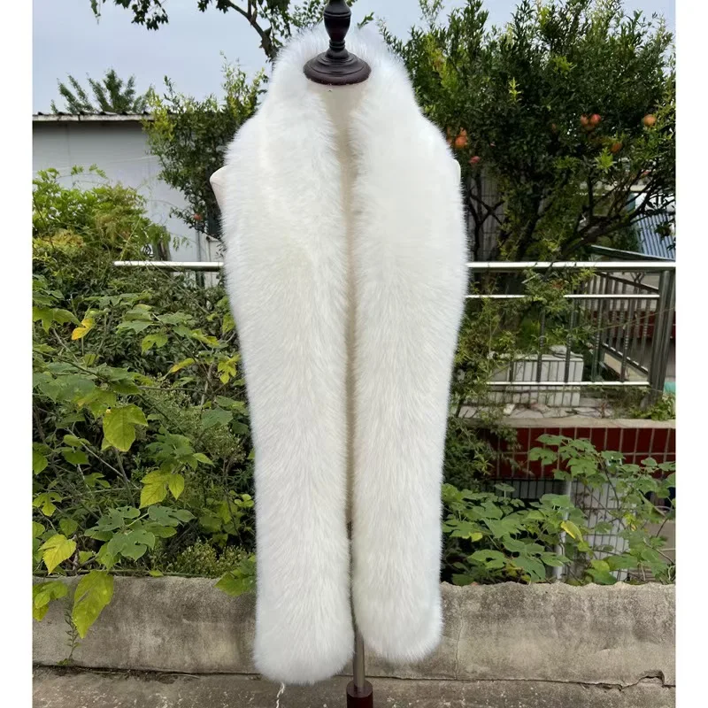 Women's Warm Imitation Fox Fur Long Scarf Winter European American-Style Fashionable Soft Scarf for Cold Weather