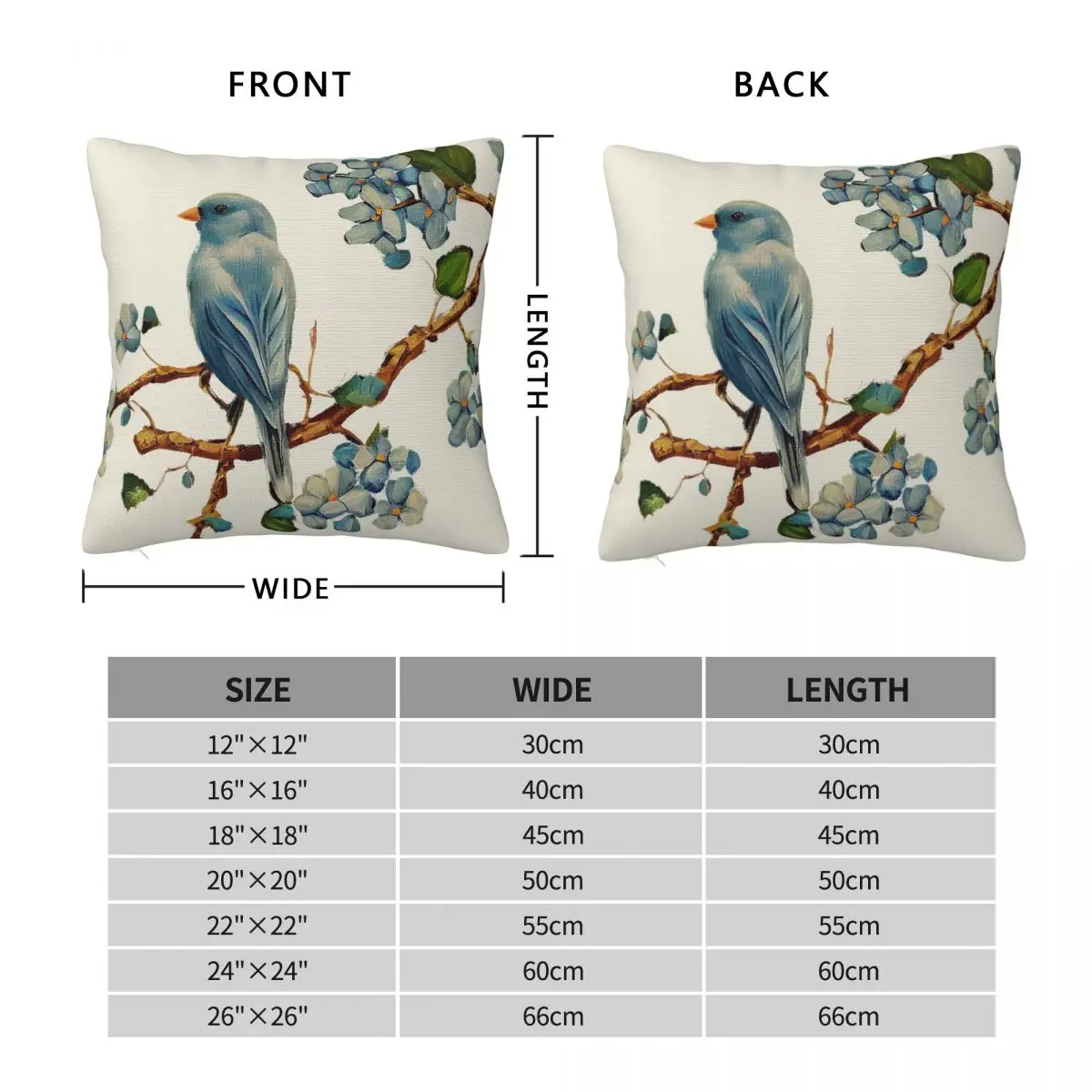 Bird On A Tree Branch Square Pillowcase Polyester Linen Velvet Creative Zip Decorative Pillow Case Sofa Cushion Cover