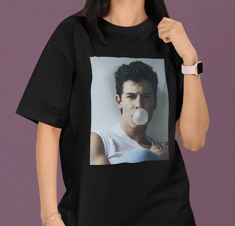 

2025-26 Summer Shawn Mendes Bubble Graphic 100%Pure Cotton Printed POP ARTISTS Trend T-shirt Unisex Oversized Breathable Casual