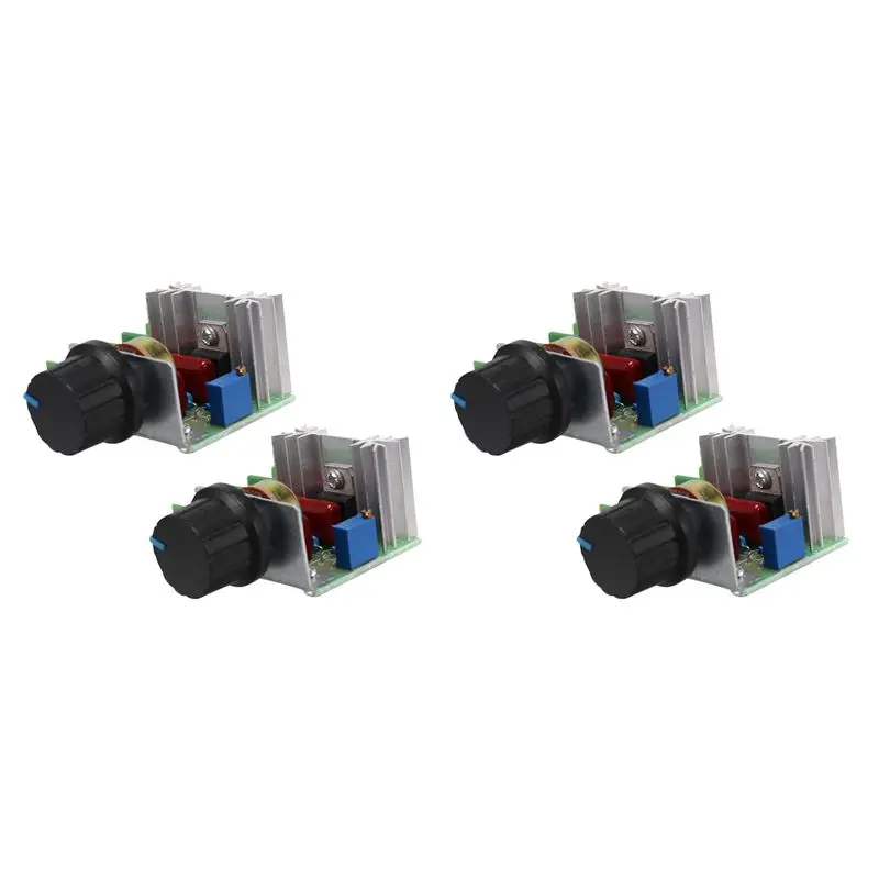 ABZZ-4 Pcs Speed Controller For AC Motor AC 220V 2000W Thyristor Motor Speed Control Adjustable Power Controller