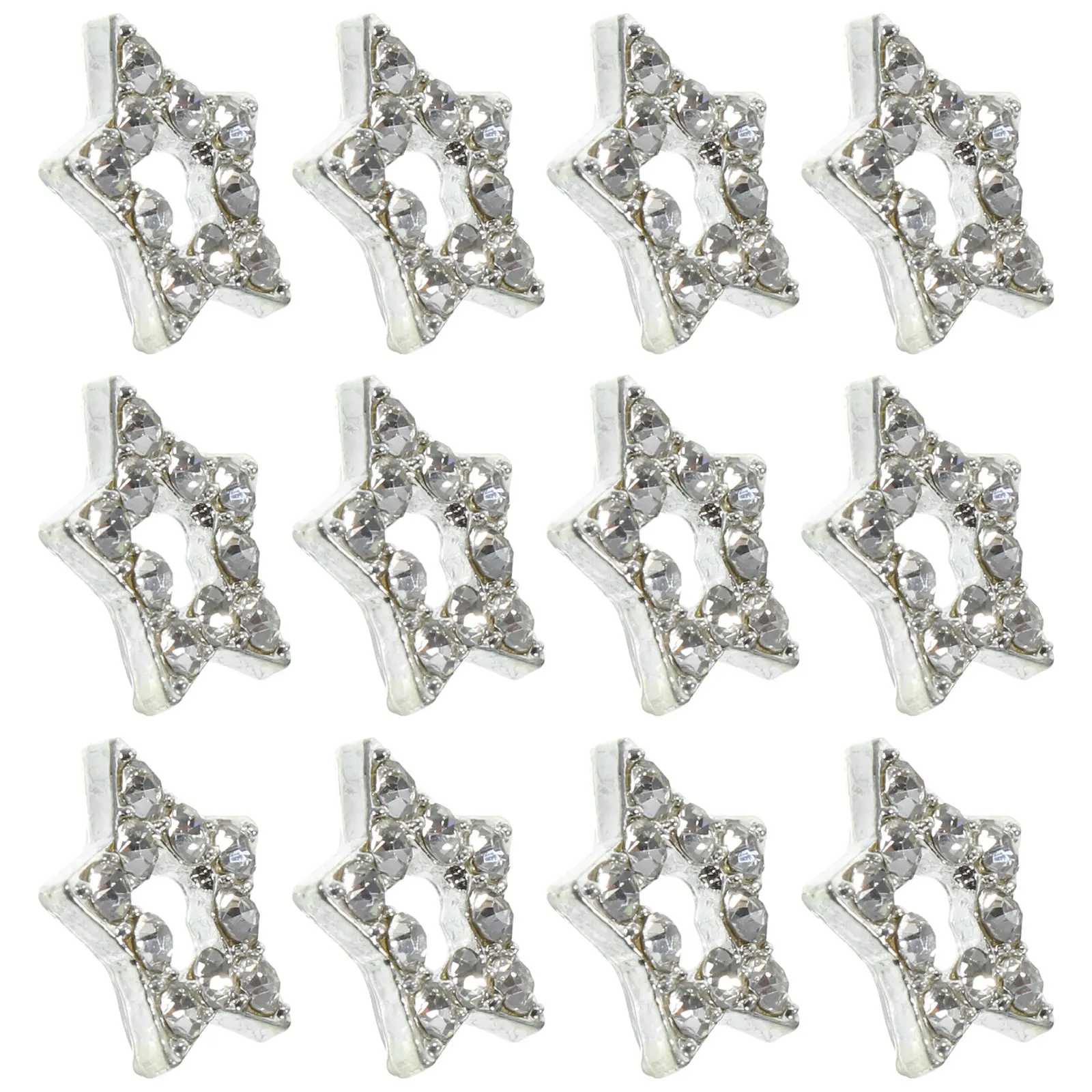

12Pcs Five Pointed Star Nail Charms Rhinestone Metal Nail Art Decorations for Birthday Graduation Vacation Star Charms for Nails