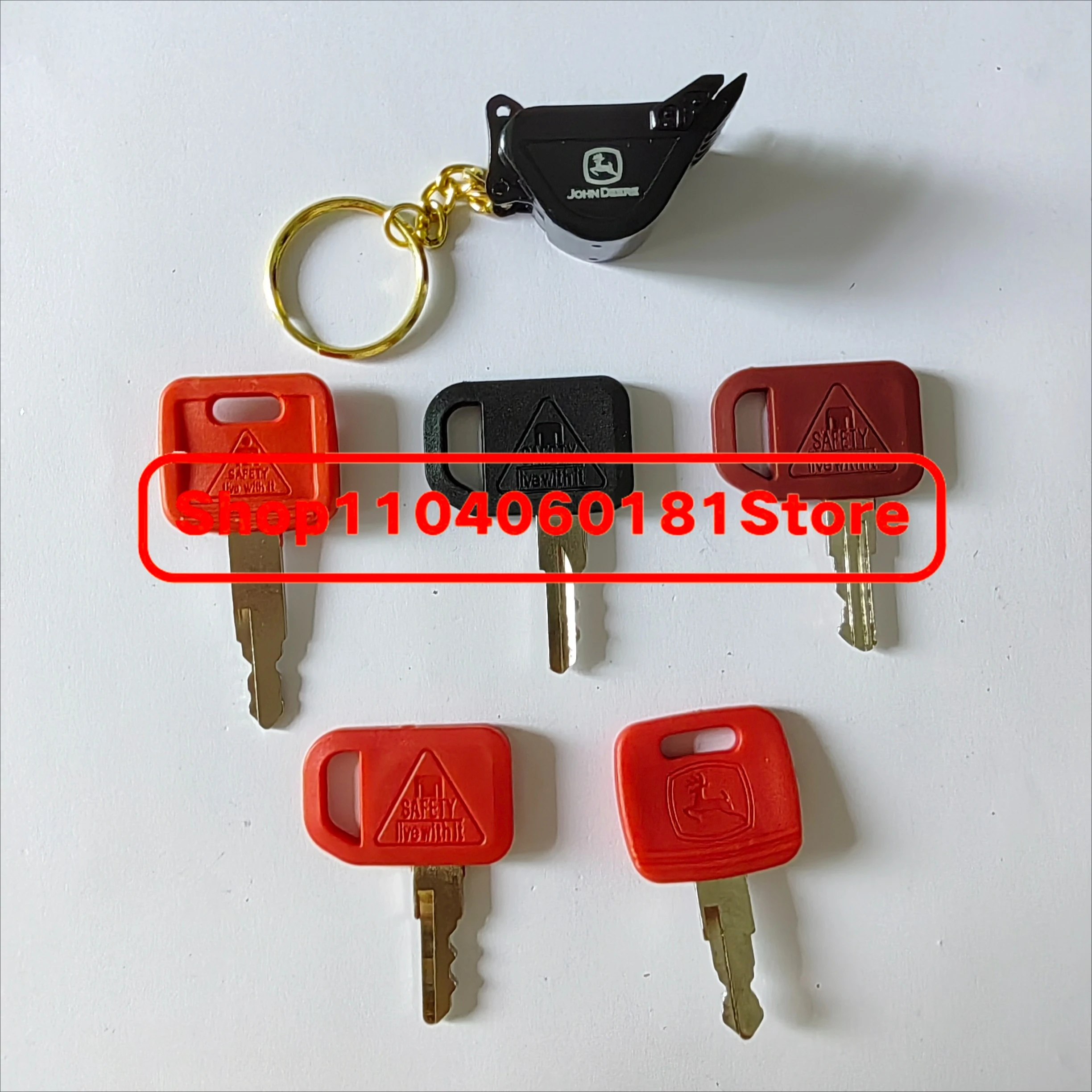 

5 PCS/Set Heavy Equipment Construction Ignition Key Fit For John Deere Excavator Tractor With Bucket Keychain