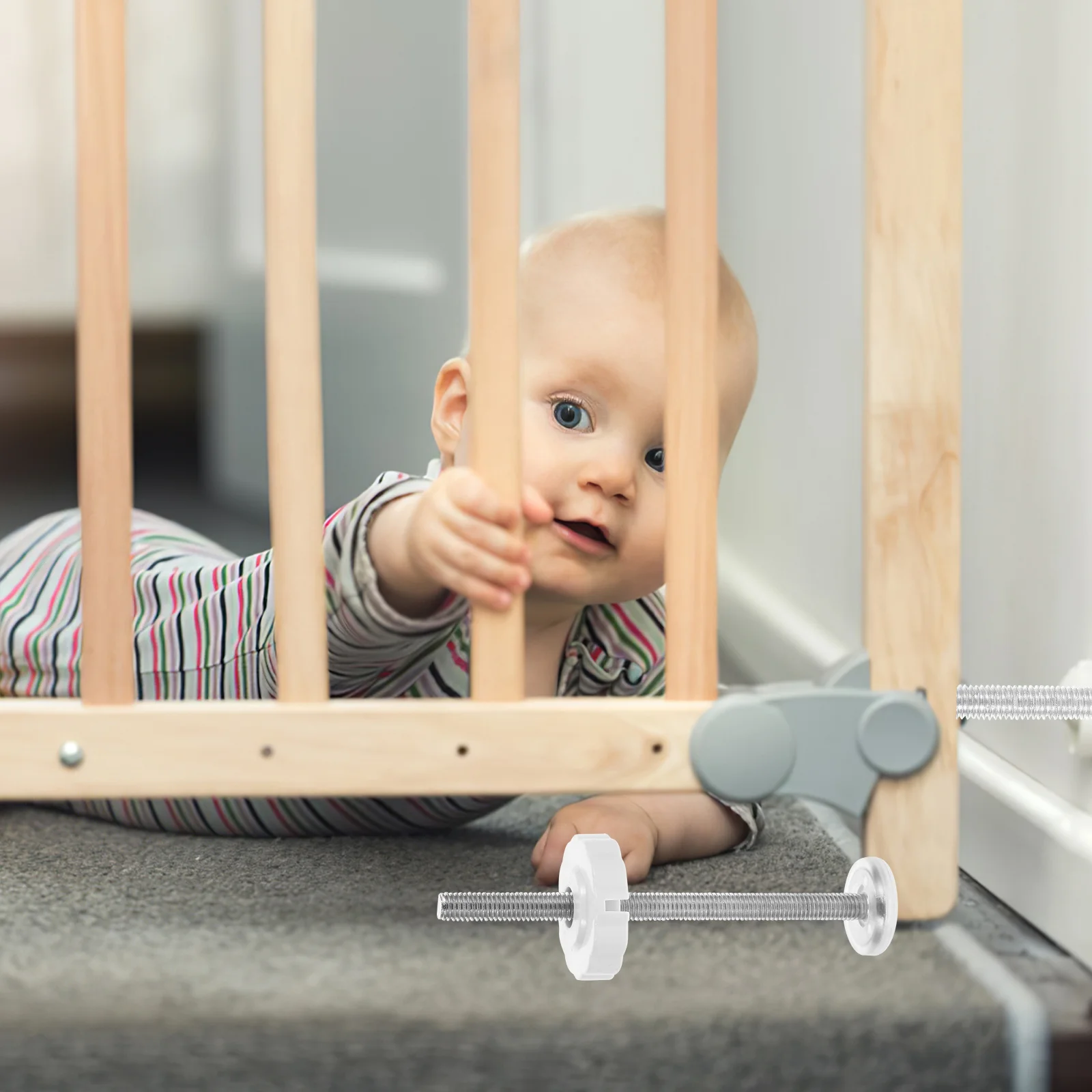 4 pezzi Cancello per bambini Hardware Cancelli Mandrino filettato Aste Viti Kit di montaggio di ricambio Parti di bulloni in lega di alluminio