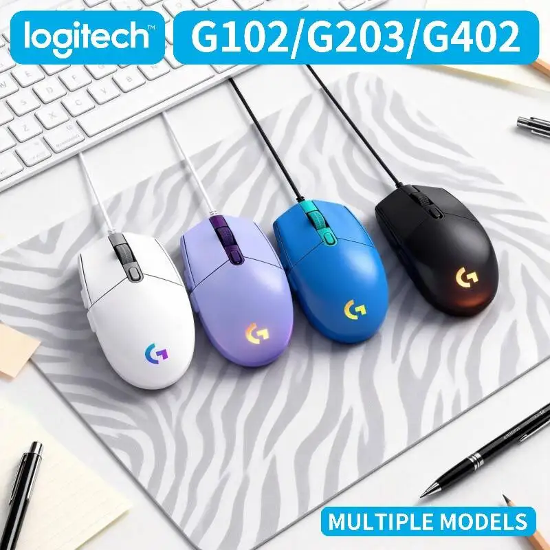 

Проводная игровая мышь Logitech G102 G203 G402 с RGB-подсветкой, высокой точностью и функцией Plug and Play для ноутбуков и настольных компьютеров