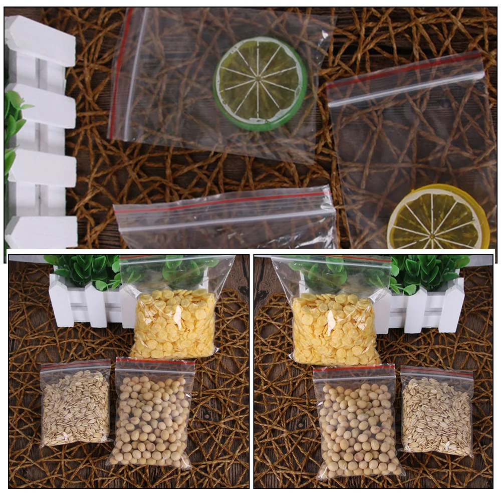 200 Pcs Storage Bags Earring Tea Mini Food Packaging Transparent Sealable Bracelet