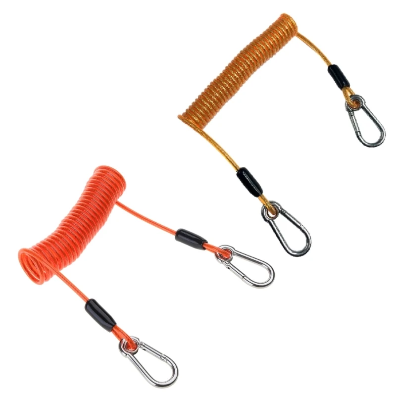 

Kayak Paddle Leash, Secure Stretch Lanyard Leash for Paddle and Fishing Rods, Quick Realease D-Shape Carabiner Included