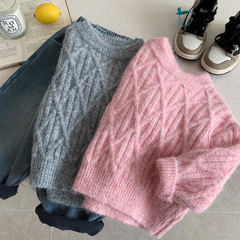 الشتاء الاطفال سميكة محبوك سترة بلون س الرقبة الدافئة البلوز القمم الكورية نمط الفتيات الفتيان قاعدة البلوزات الأطفال تريكو