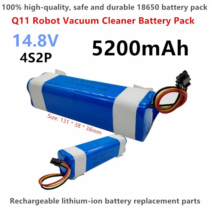 

100% высококачественный робот-пылесос 18650 4S2P 14,8 В 5200 мАч Q11 с перезаряжаемой литий-ионной батареей, запасные части
