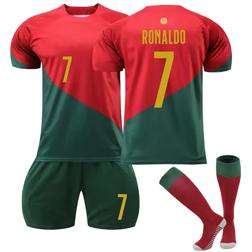 Imagen 2 del producto 22/23 Portugal Home Jerseys Camisetas de fútbol para niños Uniforme de entrenamiento de equipo deportivo Conjunto de camisas y pantalones cortos juveniles para niños y niñas