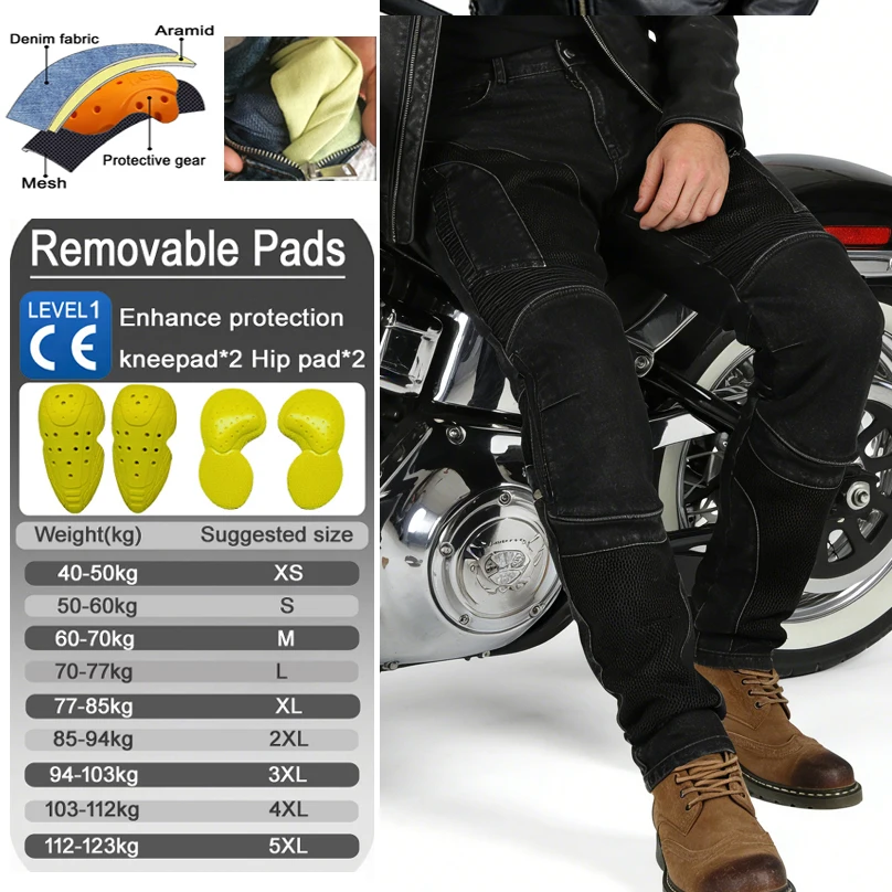 Herren Sommer Komplett Blaue Kevlar Motorrad-Jeans Abriebfest Winddicht Dirt Bike Fahrhose Langlebige Schutzausrüstung 032